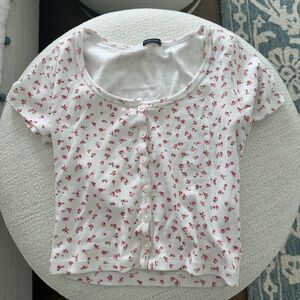 Brandy Melville button up floral tee